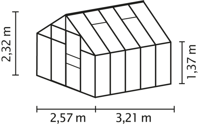 Växthus Merkur 8300 Svart Poly Sockel 8,3 m² Vitavia